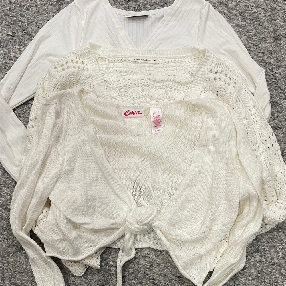 Women's White Knit Top Bundle
